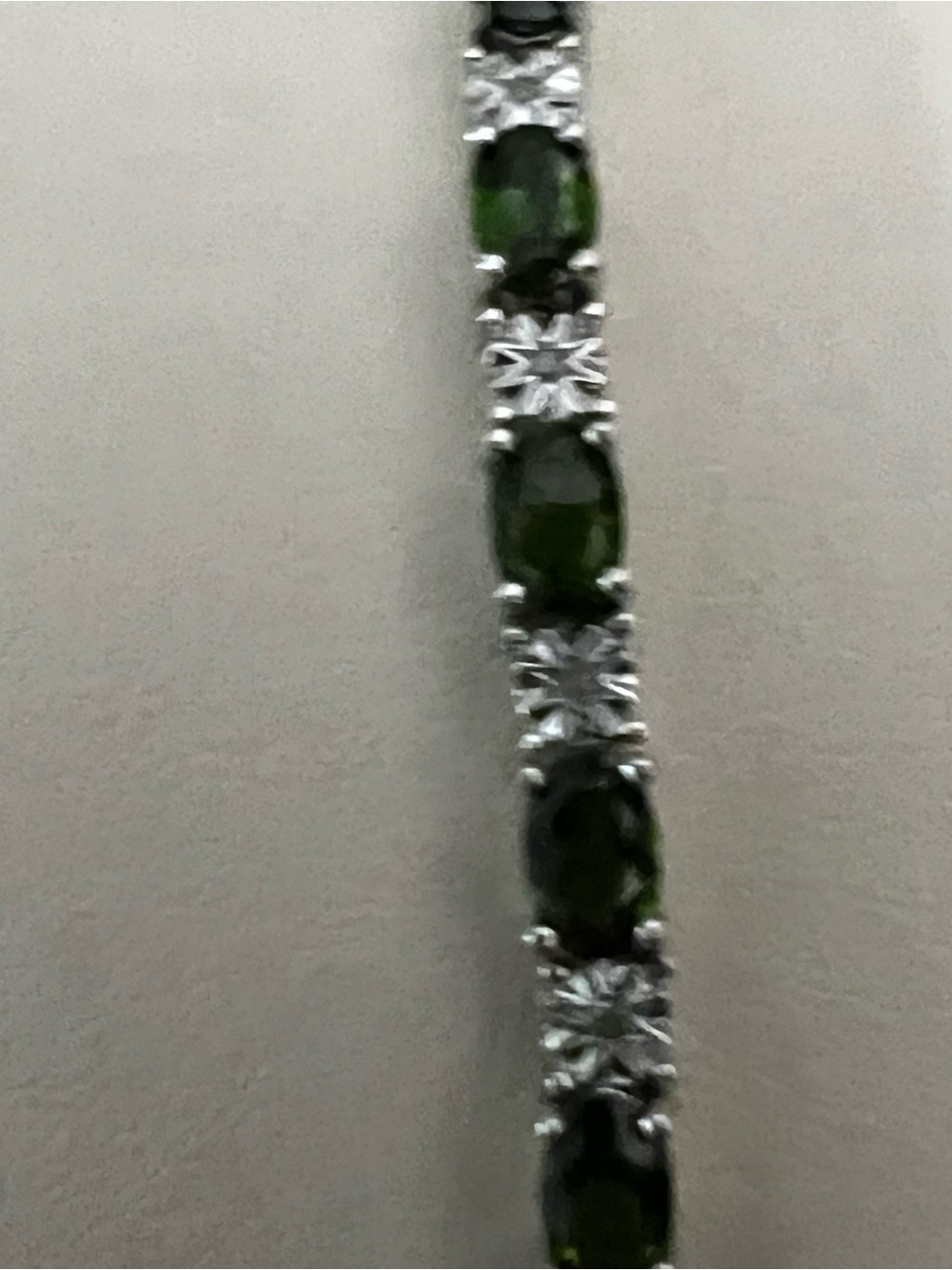 Green Stone Tennis Bracelet - Women Jewelry lab created emeralds tiny diamonds - Picture 9 of 11